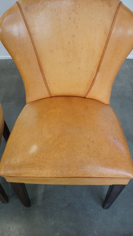 Image 1 of 4 x Honey-colored Goat Leather Dining Chair