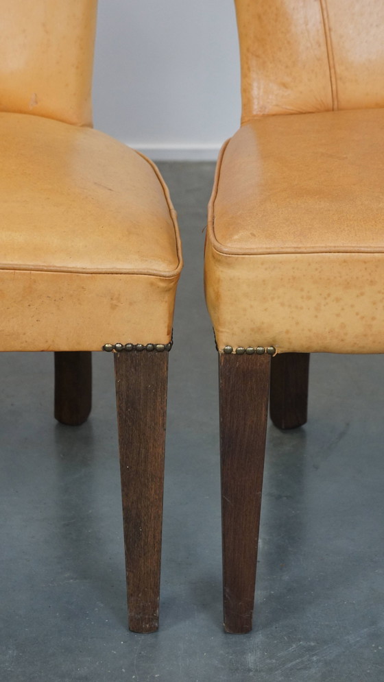 Image 1 of 4 x Honey-colored Goat Leather Dining Chair