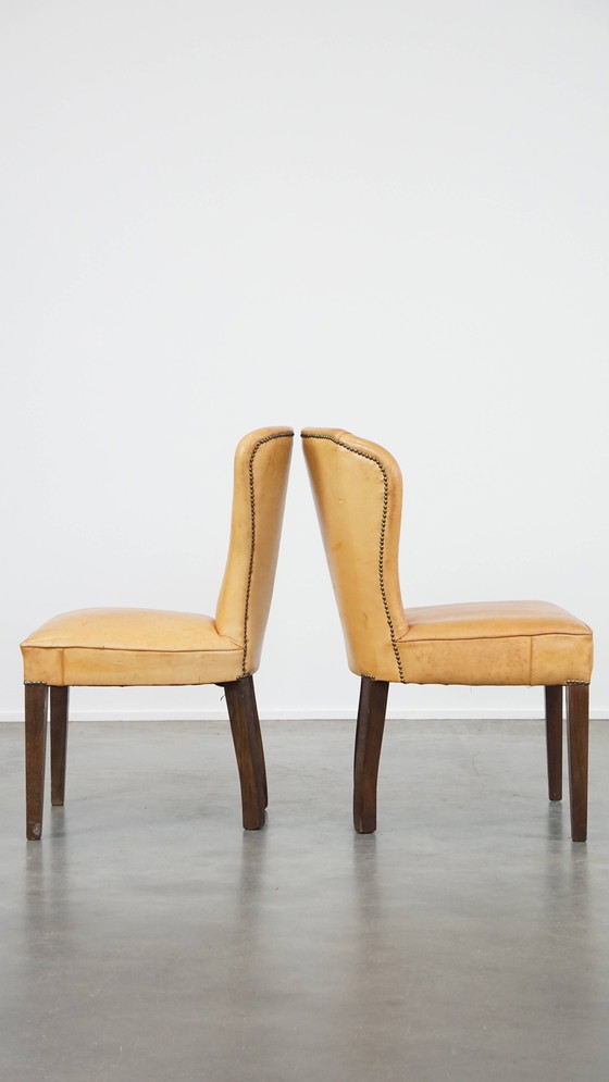 Image 1 of 4 x Honey-colored Goat Leather Dining Chair