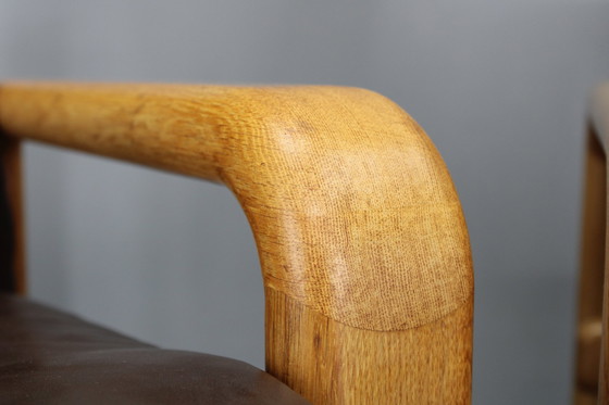 Image 1 of Set da soggiorno in quercia e pelle L. Olsen &amp; Søn, anni '70, Danimarca