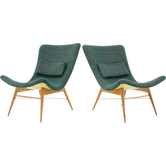 Image 1 of Pair of vintage Shell armchairs by Miroslav Navratil, Czechoslovakia 1960s