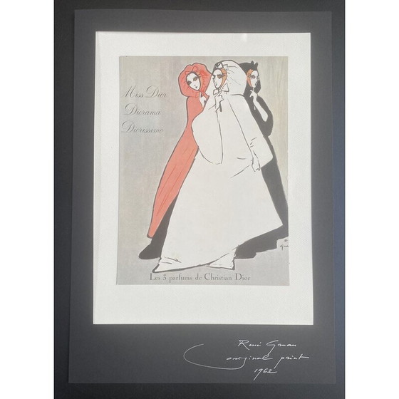 Image 1 of Vintage advertising illustration by René Grau for Christian Dior, 1962