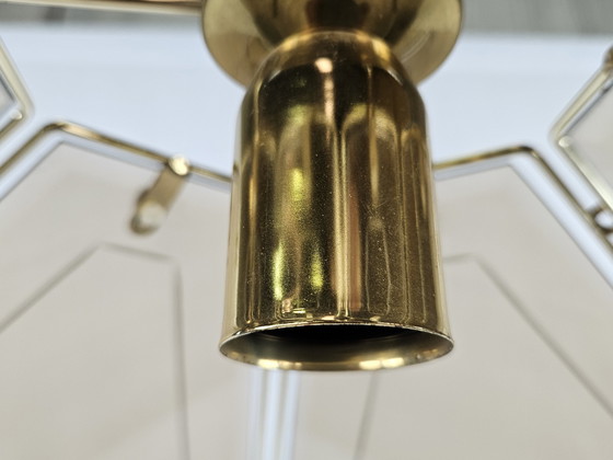 Image 1 of Hexagonal Hanging Light In Brass And Smoke Glass