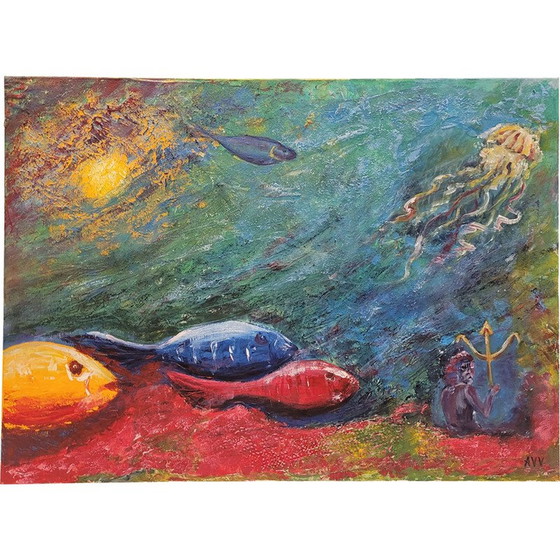 Image 1 of Dipinto d'epoca "Fondale marino" di Henar Sastre