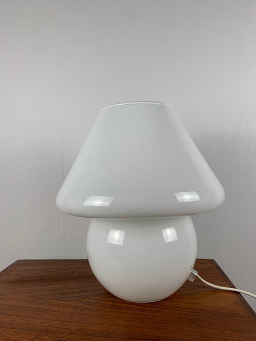 White Glass Mushroom Lamp, 1980