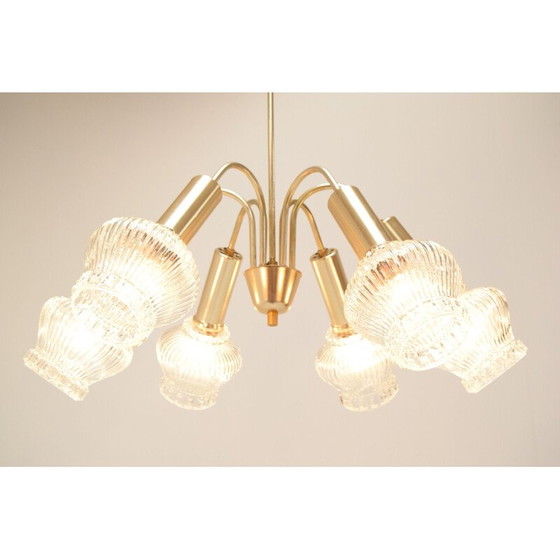 Image 1 of Vintage metal and glass chandelier, Czechoslovakia 1970