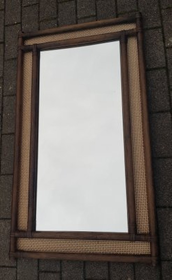 Image 1 of Large Bamboo & Rattan Mirror, 1960S