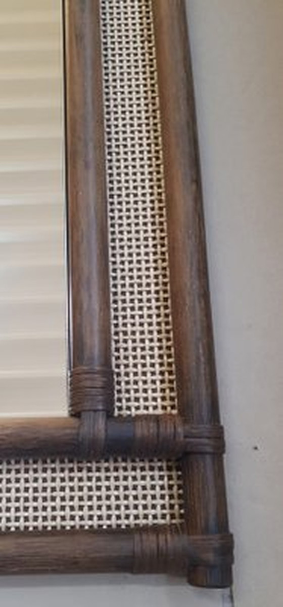 Image 1 of Large Bamboo & Rattan Mirror, 1960S