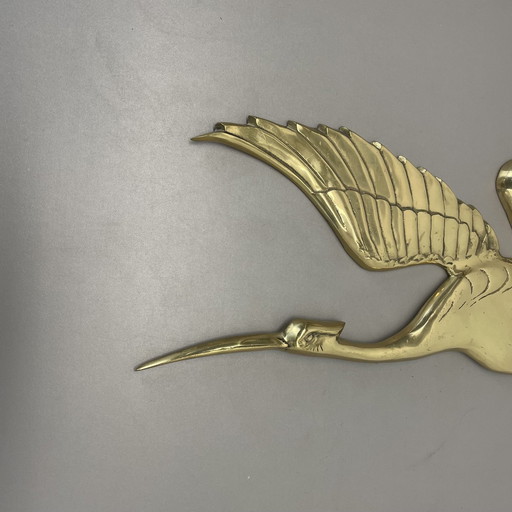 Large Modernist Brass Wall Object Decoration Sculpture Heron, Germany, 1960S