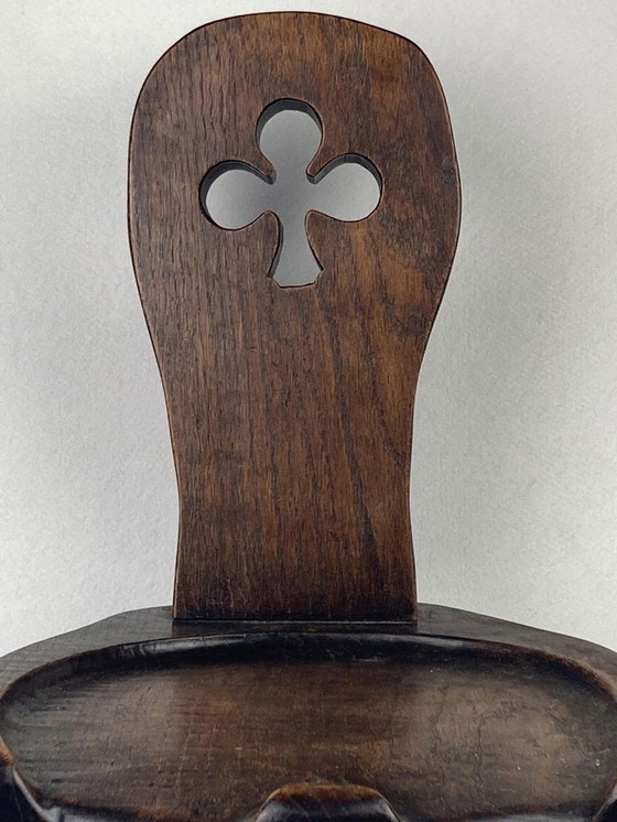 Image 1 of Sculptural Brutalist Chunky Tripod Stool In Oak, 1960S