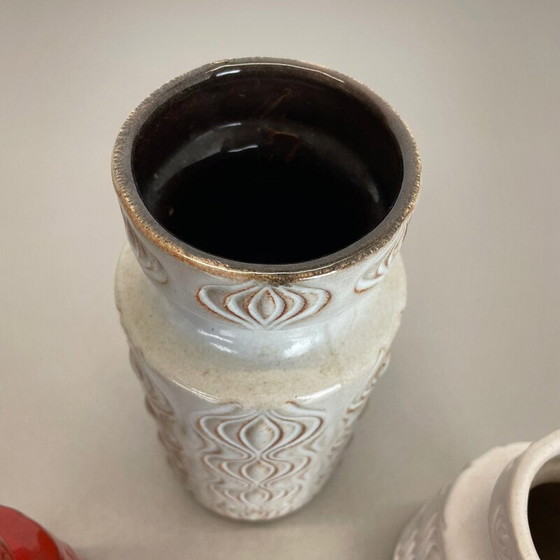Image 1 of Set of 3 vintage 285 lava ceramic vases for Scheurich, Germany 1970s