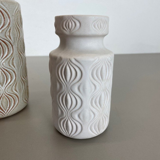 Image 1 of Set of 3 vintage 285 lava ceramic vases for Scheurich, Germany 1970s