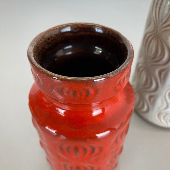 Image 1 of Set of 3 vintage 285 lava ceramic vases for Scheurich, Germany 1970s