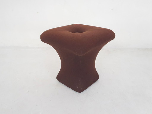 Brown Wool Stool By Clemens Claessen For Stokking Terwolde, The Netherlands 1960'S