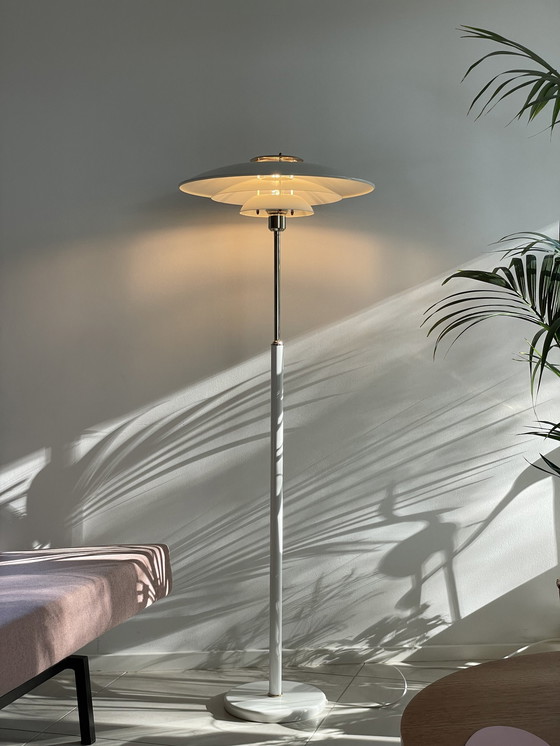 Image 1 of Belid Sweden Large Floor Lamp White Scale Lamp