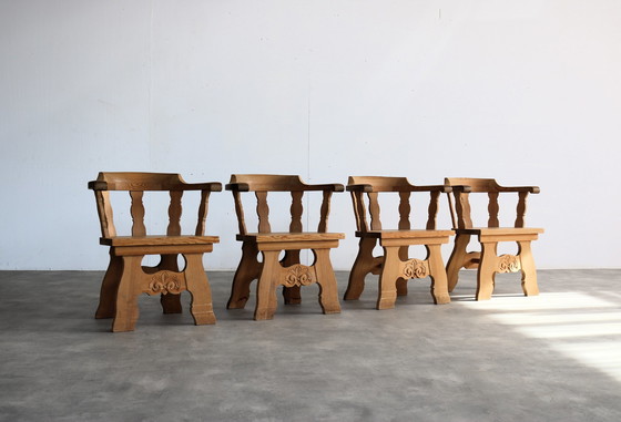 Image 1 of 4x brutalist dining chairs