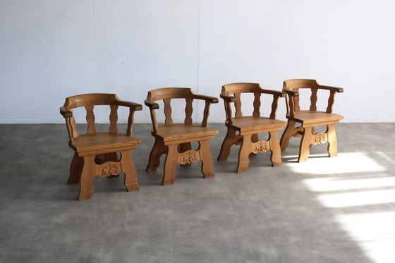 Image 1 of 4x brutalist dining chairs