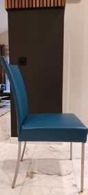 8X Bert Plantagie Dining Room Chairs (Leather, Petrol)