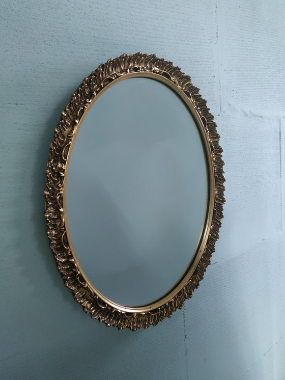 Image 1 of Vintage 60Ies 'Hollywood Regency Style' Oval Mirror (56 X 47 Cm)