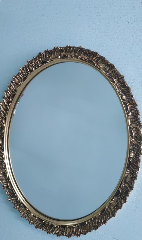 Image 1 of Vintage 60Ies 'Hollywood Regency Style' Oval Mirror (56 X 47 Cm)