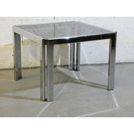 Image 1 of Vintage coffee table in chrome steel and tinted glass, Italy 1970