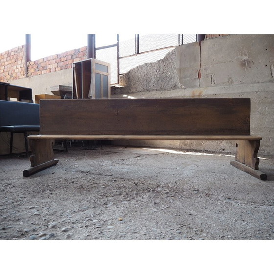 Image 1 of Banco escolar antiguo de madera con pintura original, Checoslovaquia, década de 1930