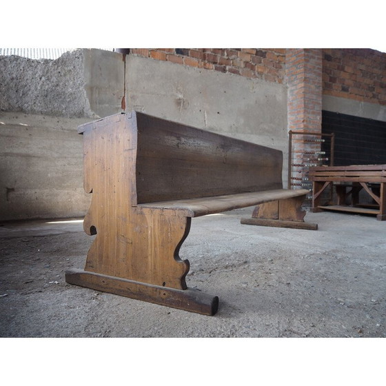 Image 1 of Banco escolar antiguo de madera con pintura original, Checoslovaquia, década de 1930