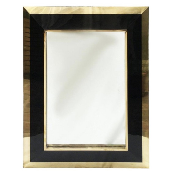 Image 1 of Vintage mirror in black lacquered brass and bronze by Philippe Jean, 1960