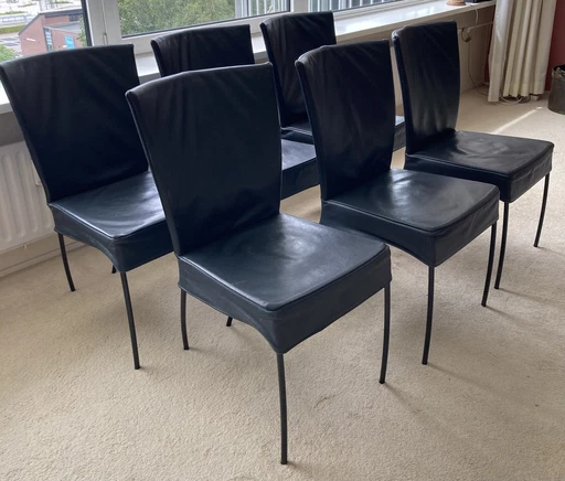 6x Montis Spica dining chairs blue