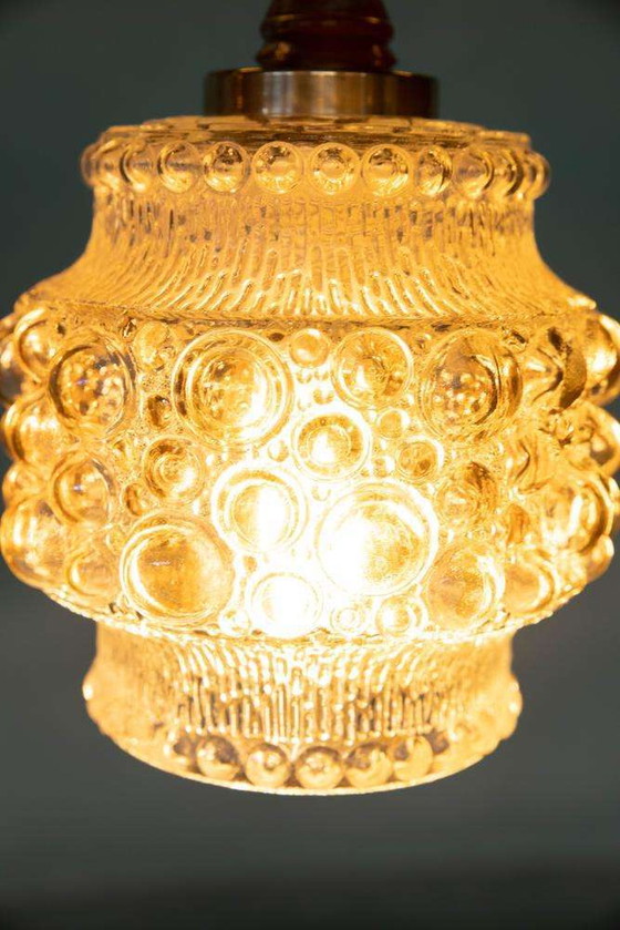 Image 1 of Lampe pendante scandinave vintage en verre, pendentif bulles en verre