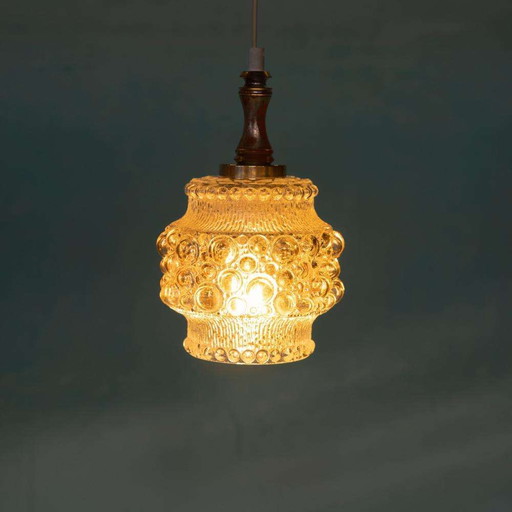 Vintage Scandinavian pendant lamp glass, bubbles glass pendant
