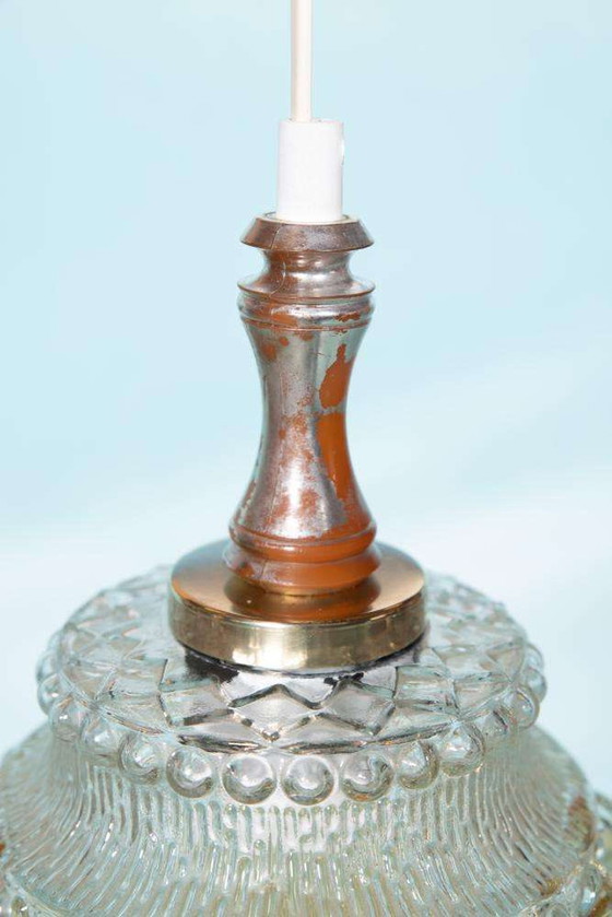 Image 1 of Lampe pendante scandinave vintage en verre, pendentif bulles en verre