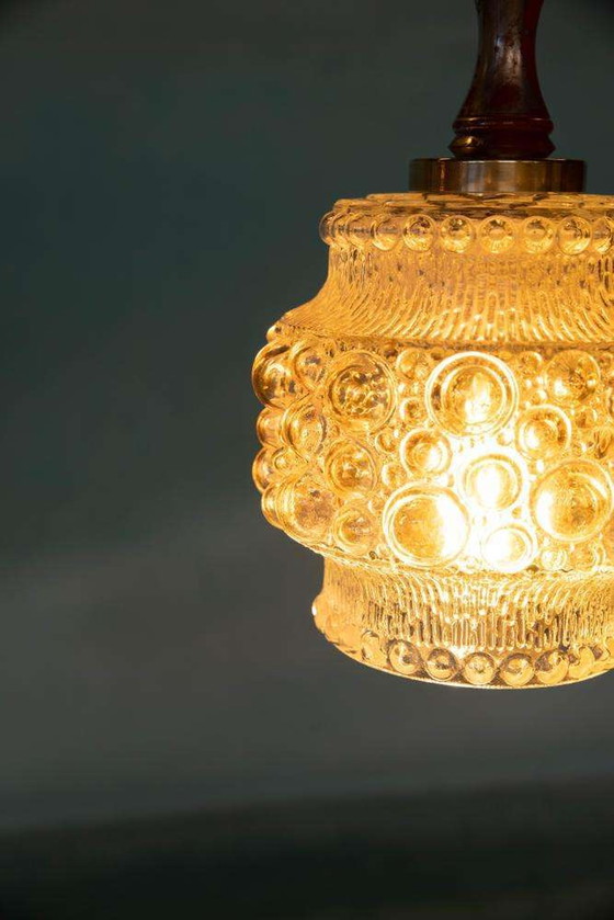 Image 1 of Lampe pendante scandinave vintage en verre, pendentif bulles en verre