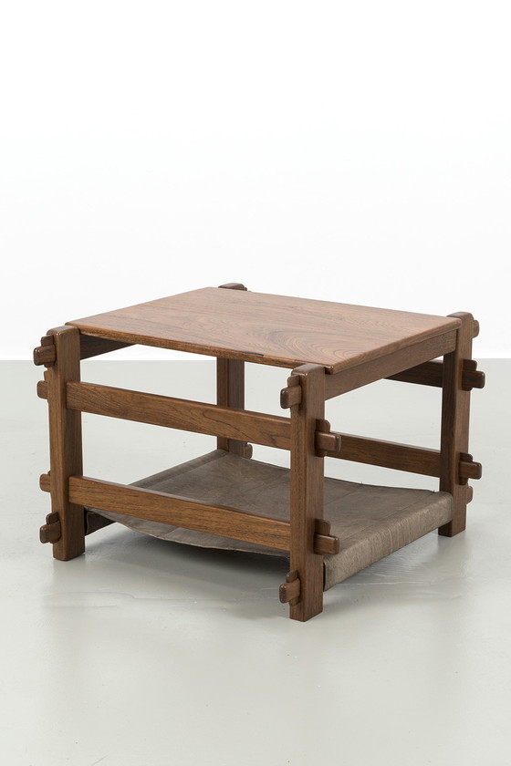 Image 1 of Brutalist coffee table with magazine rack