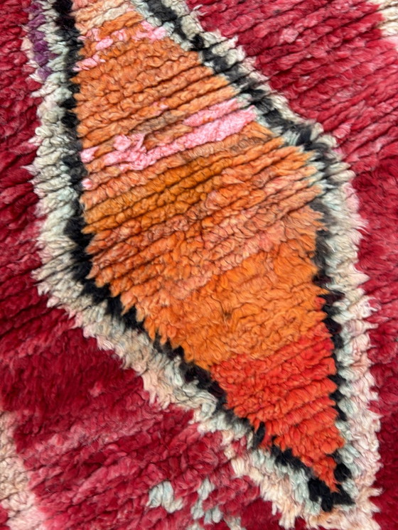 Image 1 of Tapis berbère traditionnel marocain rouge, 70x320 cm