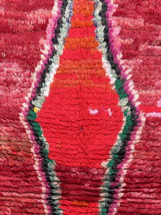 Image 1 of Tapis berbère traditionnel marocain rouge, 70x320 cm