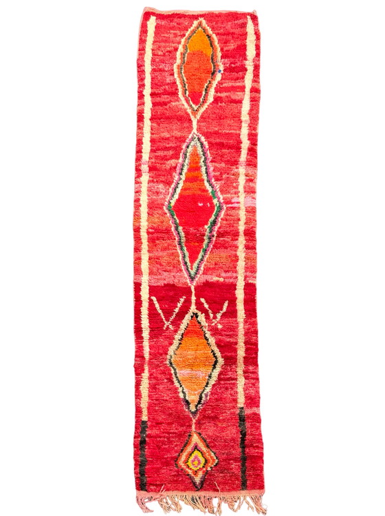 Image 1 of Tapis berbère traditionnel marocain rouge, 70x320 cm