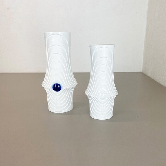 Image 1 of Pair of vintage porcelain Op Art vases by Royal Bavaria Kpm, Germany 1970s
