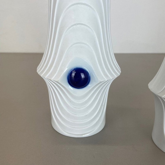 Image 1 of Pair of vintage porcelain Op Art vases by Royal Bavaria Kpm, Germany 1970s