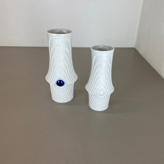 Image 1 of Pair of vintage porcelain Op Art vases by Royal Bavaria Kpm, Germany 1970s