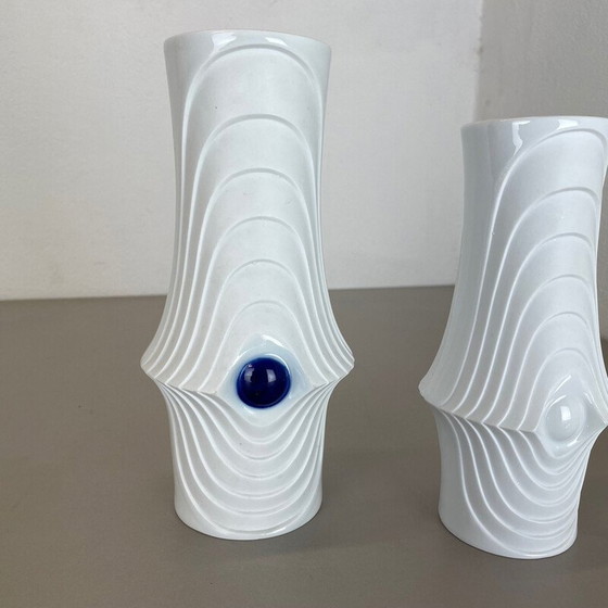 Image 1 of Pair of vintage porcelain Op Art vases by Royal Bavaria Kpm, Germany 1970s