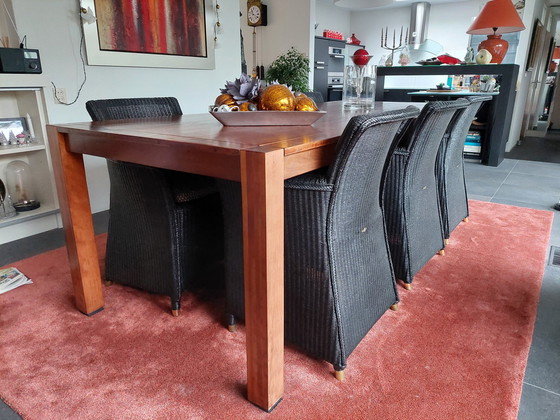 Image 1 of Cherry Dining Table, Six Chairs Vincent Sheppard Lloyd Loom