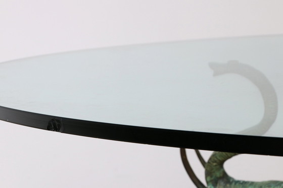 Image 1 of Beautiful 1970s Bronze Elephant Table With Glass Top