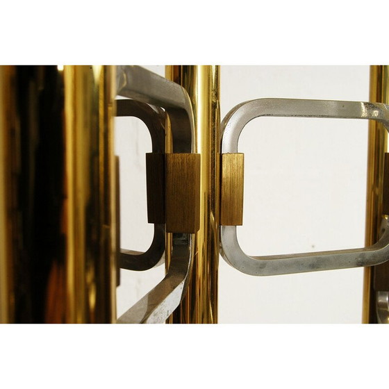 Image 1 of Vintage chandelier in polished brass and chrome by Gaetano Sciolari, Italy 1970