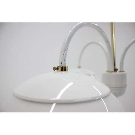 Image 1 of Lampadario vintage in metallo bianco e vetro di Kamenický Šenov, Cecoslovacchia 1970