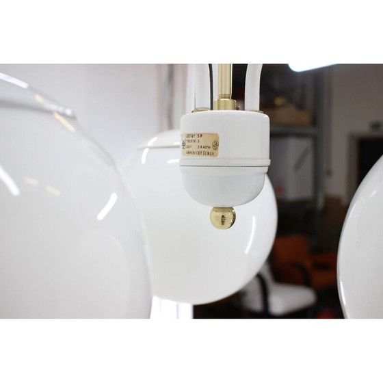 Image 1 of Lampadario vintage in metallo bianco e vetro di Kamenický Šenov, Cecoslovacchia 1970