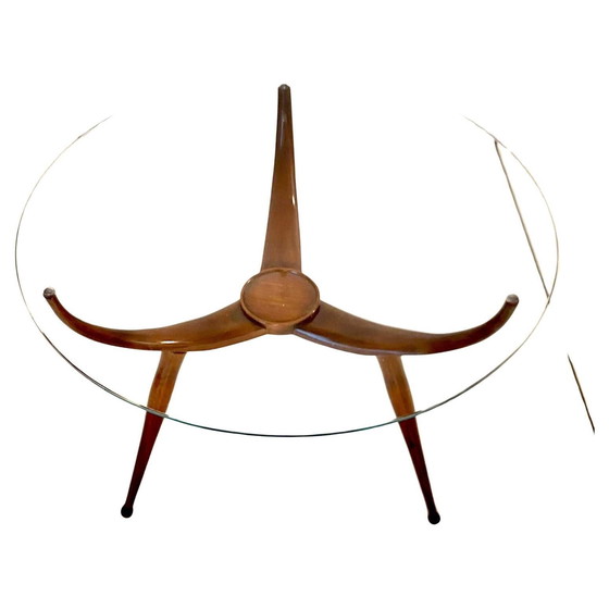 Image 1 of 1X Midcentury Modern Spider Legs Wood Coffee Table In The Style Of Carlo De Carli