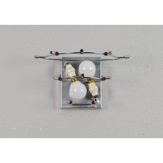 Image 1 of Lámpara de pared Kinkeldey de mediados de siglo en cromo y cristal, Alemania, década de 1960