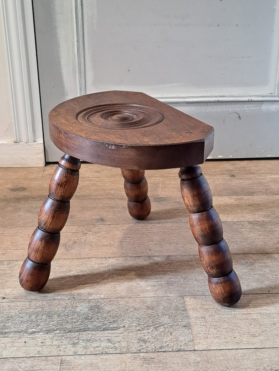 Image 1 of Turned Wood Tripod Stool