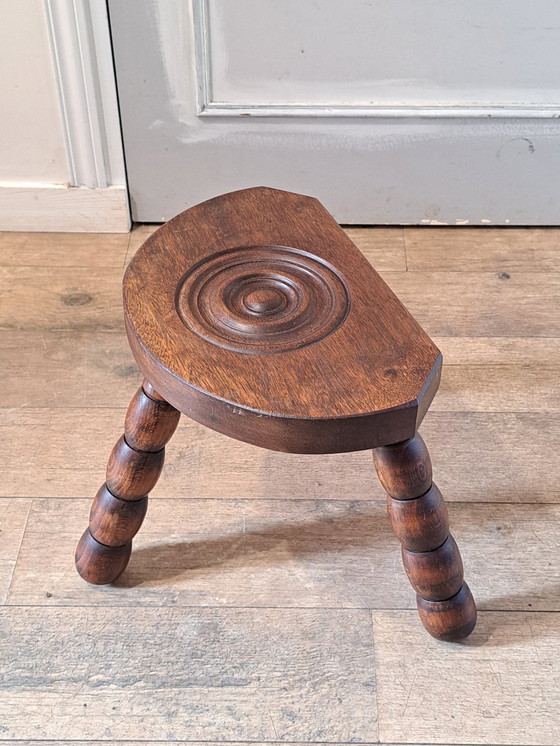 Image 1 of Turned Wood Tripod Stool